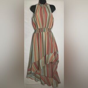 Striped Multicolor Halter Dress